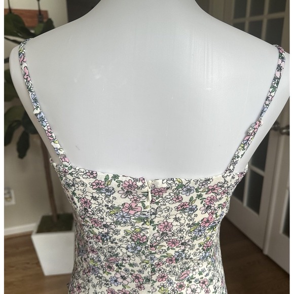 BCBGeneration Slip Dress Womens 8 Geranium Combo Floral Tulip Hem Cowl Neck - Picture 5 of 9